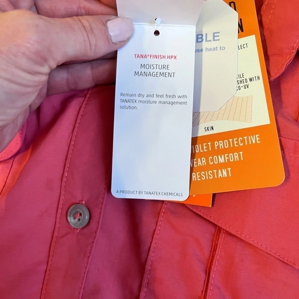 NWT Little Donkey Andy Vented UV Protectant Button Down Shirt- Size Large- Coral - Picture 10 of 16